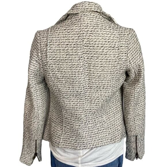 TL The Letter Moto Jacket White/Black/Gold Thread Zipper Wool Blend Size XS - Picture 5 of 12